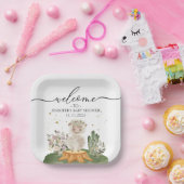 Woodland Sheep Earth Tone Baby Shower ペーパープレート (パーティー)