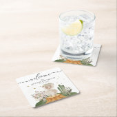 Woodland Sheep Girl Boy Baby Shower スクエアペーパーコースター (インサイチュ)