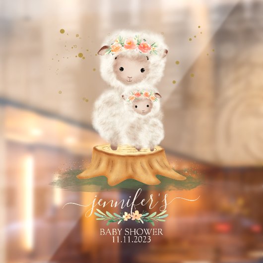 Woodland Sheep Lamb Farm Animals ウィンドウサイン (シート2)