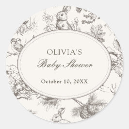 Woodland Sketch Allover Print Baby Shower ラウンドシール