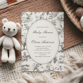 Woodland Sketched Allover Print Baby Shower 招待状