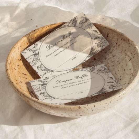 Woodland Sketched Allover Print Diaper Raffle エンクロージャーカード