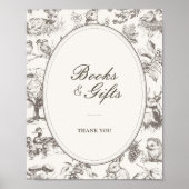 Woodland Sketched Baby Shower Books and Gifts ポスター (正面)