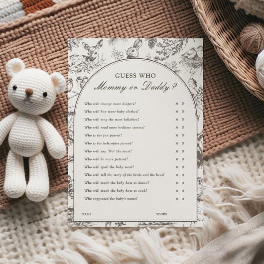 Woodland Sketched Guess Who Game Card 招待状