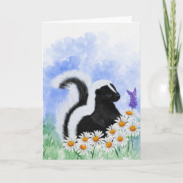 Woodland Skunk in Daisy Meadow 5x7 Greeting Card カード