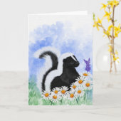 Woodland Skunk in Daisy Meadow 5x7 Greeting Card カード (黄色い花)