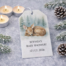 Woodland Sleeping Baby Deer Winter Baby Shower ギフトタグ