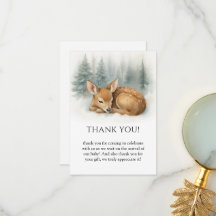 Woodland Sleeping Baby Deer Winter Baby Shower