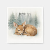 Woodland Sleeping Baby Deer Winter Baby Shower スタンダードカクテルナプキン (正面)