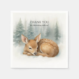 Woodland Sleeping Baby Deer Winter Baby Shower スタンダードカクテルナプキン