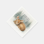 Woodland Sleeping Baby Deer Winter Baby Shower スタンダードカクテルナプキン (角)