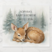 Woodland Sleeping Baby Deer Winter Baby Shower スパークリングワインラベル (シングルラベル)