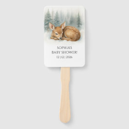 Woodland Sleeping Baby Deer Winter Baby Shower ハンドファン
