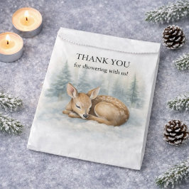 Woodland Sleeping Baby Deer Winter Baby Shower フェイバーバッグ