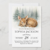 Woodland Sleeping Baby Deer Winter Baby Shower 招待状 (正面)