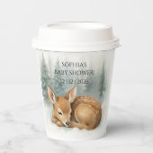 Woodland Sleeping Baby Deer Winter Baby Shower 紙コップ (正面)