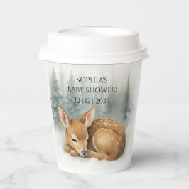Woodland Sleeping Baby Deer Winter Baby Shower 紙コップ