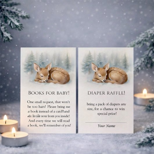 Woodland Sleeping Baby Deer Winter Books for Baby エンクロージャーカード