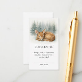 Woodland Sleeping Baby Deer Winter Diaper Raffle エンクロージャーカード