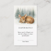 Woodland Sleeping Baby Deer Winter Diaper Raffle エンクロージャーカード (正面)