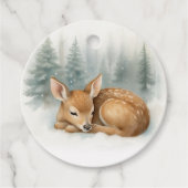 Woodland Sleeping Baby Deer Winter Thank You フェイバータグ (正面)
