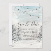 Woodland,Snow,Forest String Lights日付を保存 セーブザデート (正面)