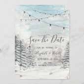 Woodland,Snow,Forest String Lights日付を保存 セーブザデート (正面/裏面)