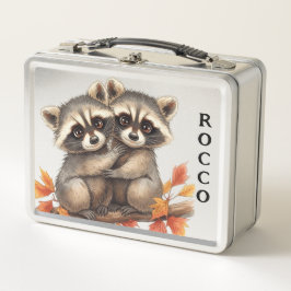 Woodland Snuggle Raccoons メタルランチボックス