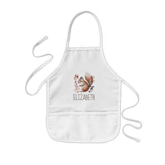 Woodland Squirrel Cute Personalized 子供用エプロン (正面)