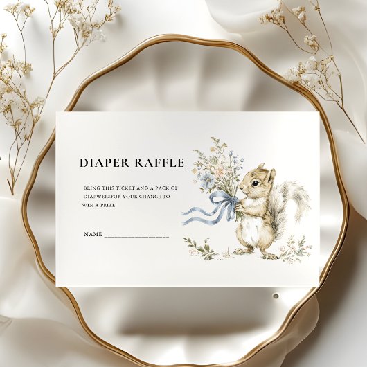 Woodland Squirrel Diaper Raffle Baby Shower Card エンクロージャーカード