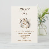 Woodland squirrel First Birthday Invitation 招待状 (スタンド正面)