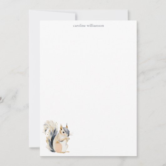 Woodland Squirrel Nature Personalized Stationery ノートカード (正面)