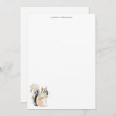 Woodland Squirrel Nature Personalized Stationery ノートカード (正面/裏面)