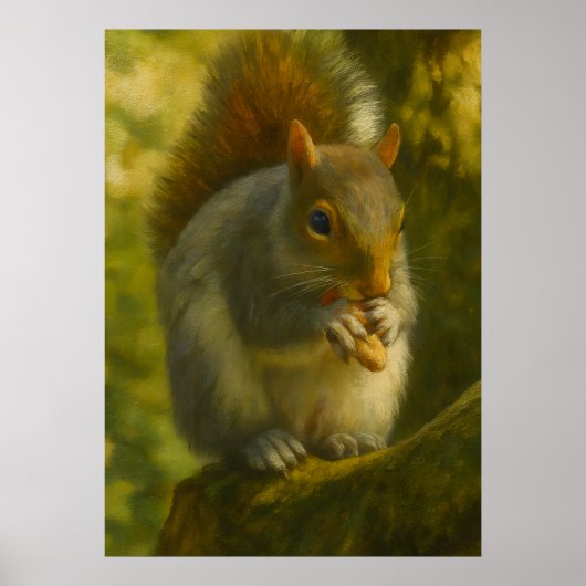 Woodland Squirrel – Realistic Wildlife Art ポスター (正面)