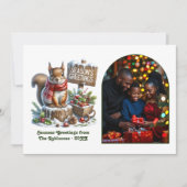 Woodland Squirrel Rustic Forest Christmas Photo シーズンカード (正面)