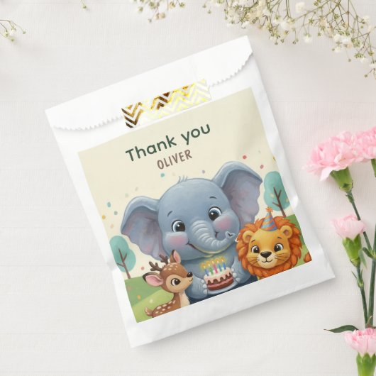 Woodland Storybook Animals Birthday Thank You フェイバーバッグ (封をした状態)