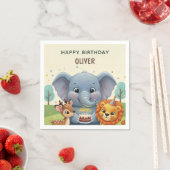 Woodland Storybook Animals Happy Birthday スタンダードカクテルナプキン (インサイチュ)
