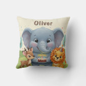 Woodland Storybook Animals Personalized Birthday クッション (裏面)