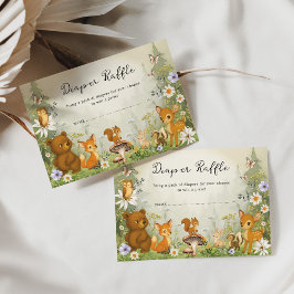 Woodland Storybook Forest Animals Diaper Raffle エンクロージャーカード