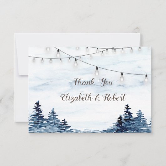 Woodland、String Lights、Water colorサンキューカード サンキューカード (正面)