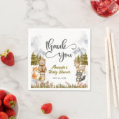 Woodland Thank You Forest Animals Baby Shower スタンダードカクテルナプキン (インサイチュ)