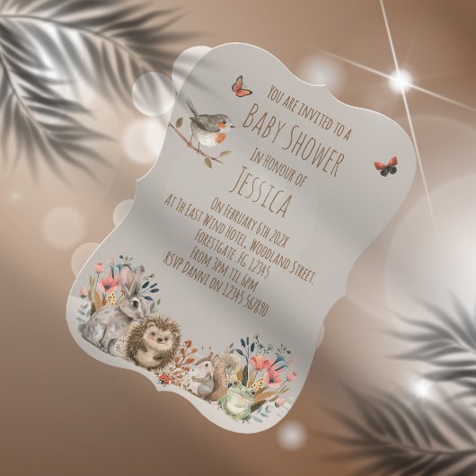 ~*Woodland Theme Neutral Baby Shower 招待状