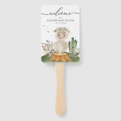 Woodland Themed Sheep Welcome to Baby Shower ハンドファン (裏面)