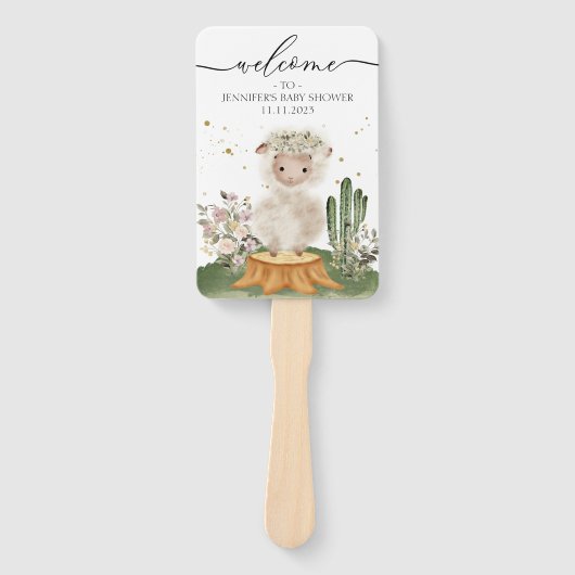 Woodland Themed Sheep Welcome to Baby Shower ハンドファン (正面)