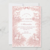 Woodland Toile Baby Shower 招待状 (正面)