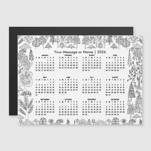 Woodland Trees 2026 Calendar Personalized Magnet (正面/裏面)