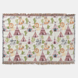 Woodland Tribal Native Americansシームレスパターン スローブランケット