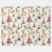 Woodland Tribal Native Americansシームレスパターン フリースブランケット (正面(横))