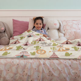 Woodland Tribal Native Americansシームレスパターン フリースブランケット