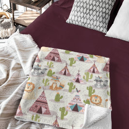 Woodland Tribal Native Americansシームレスパターン フリースブランケット